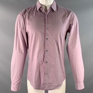 HUGO BOSS Size M Pink Blue & White Houndstooth Cotton Long Sleeve Shirt